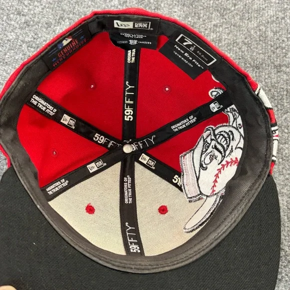 New Era 59FIFTY Cincinnati Reds Hat 7 1/8 Red Mr. Redlegs Mascot Fitted Cap MLB - Picture 9 of 10